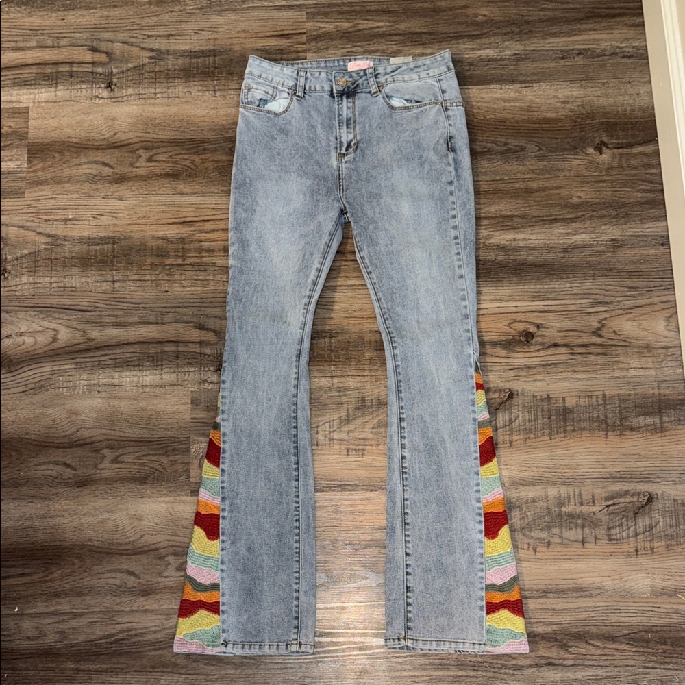 Pink Lily Multicolor Flare Jeans